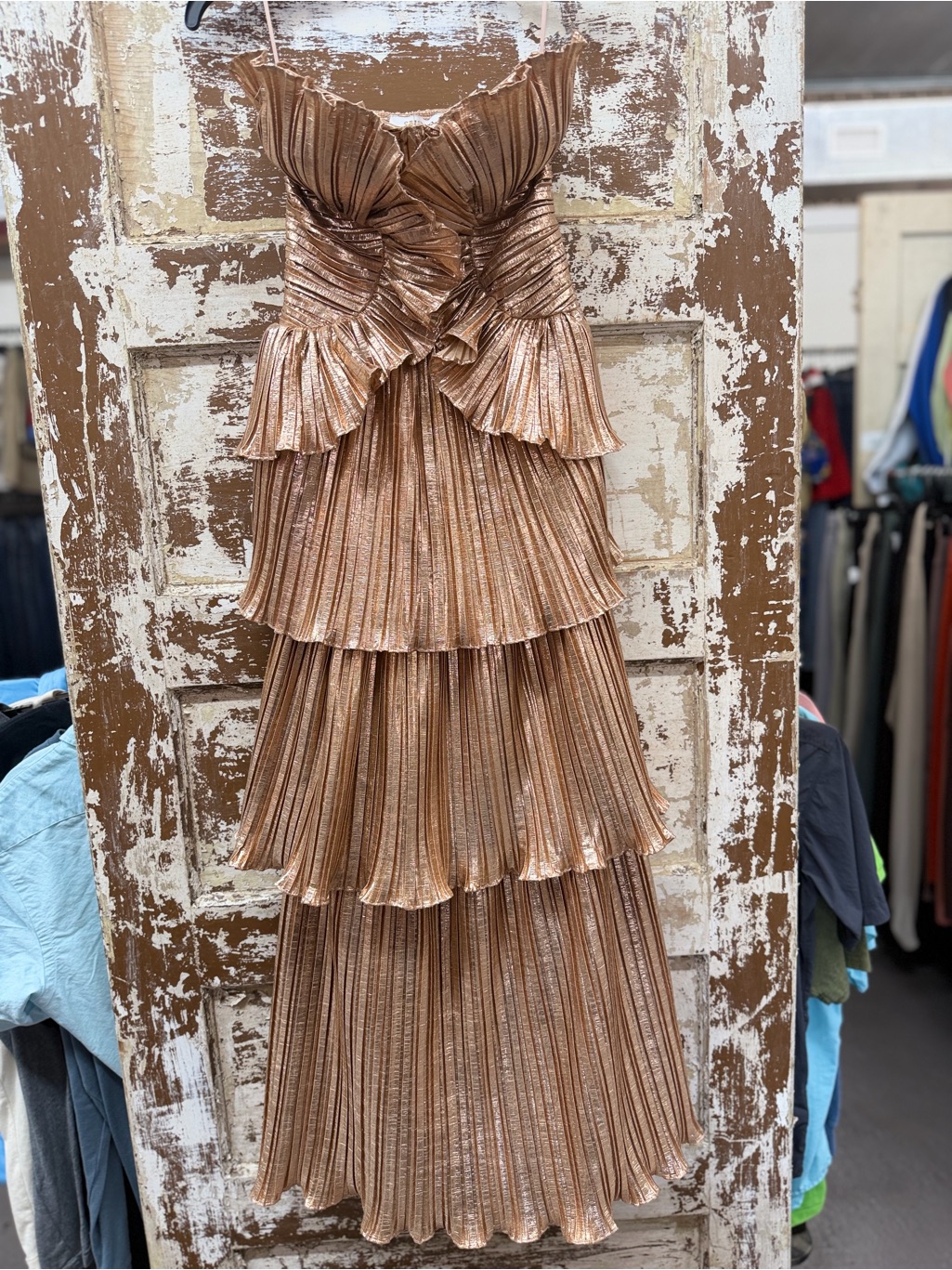 Studio Blush Tiered Pleated Dress